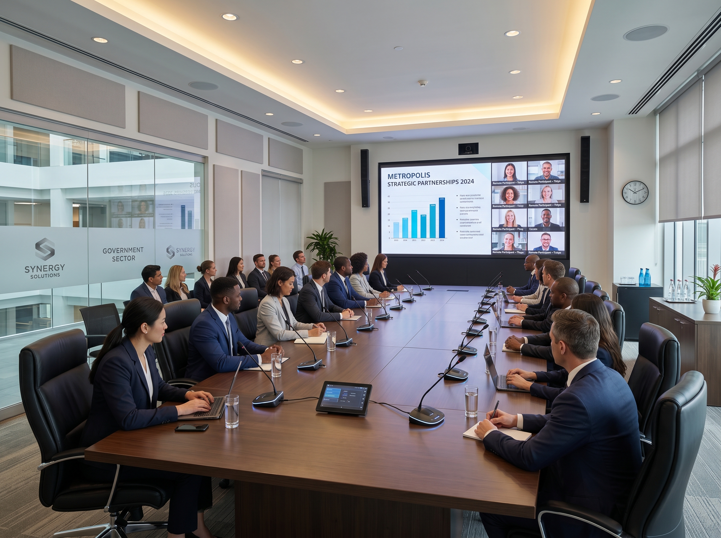 ห้องประชุมองค์กรพร้อมระบบ Video Conference และจอแสดงผล สำหรับประชุมออนไลน์และ Hybrid Meeting