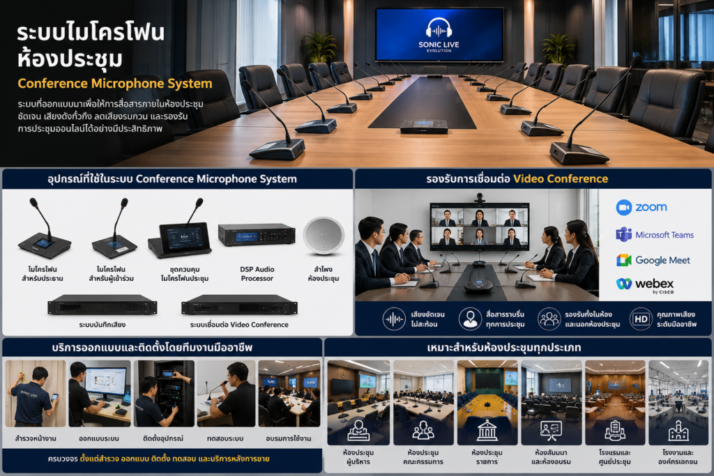 ทีมงานติดตั้งระบบไมโครโฟนห้องประชุม Conference Microphone System